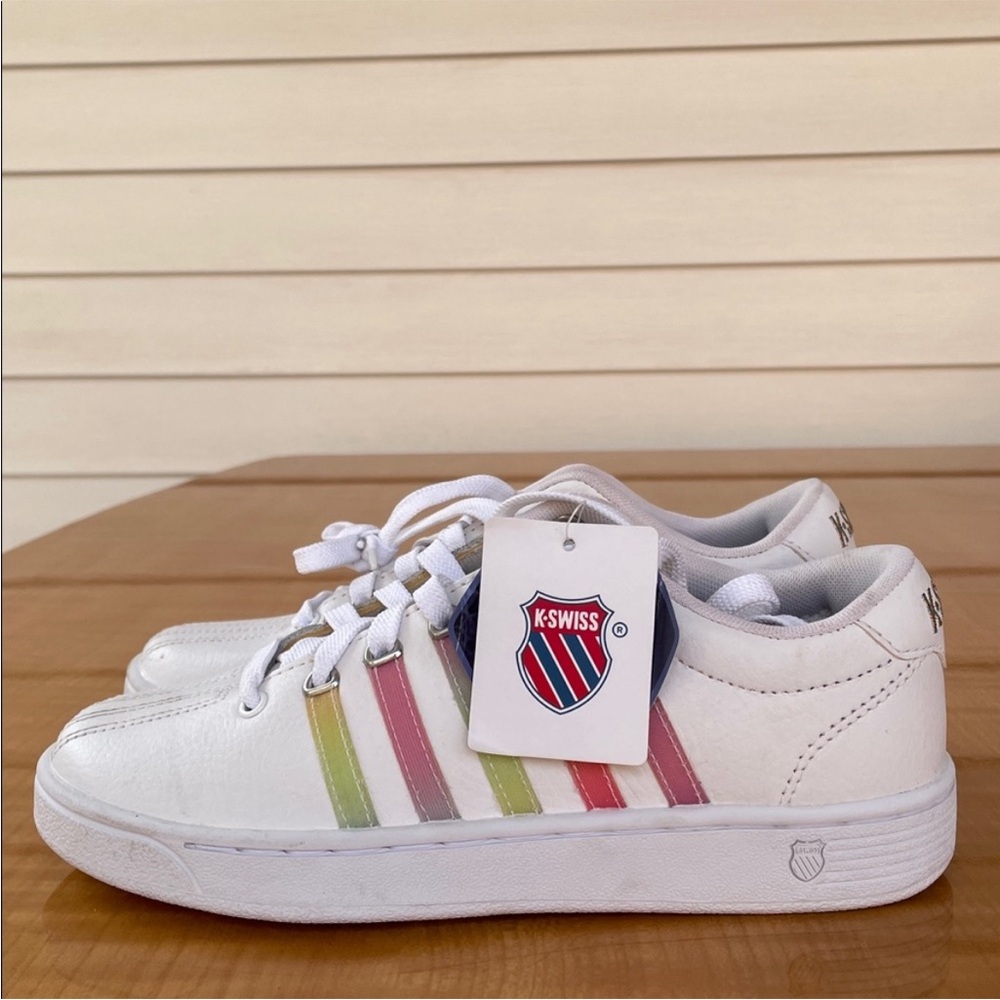K-Swiss Women’s Tennis Shoes Size 6.5 White Color Striped - Picture 10 of 11